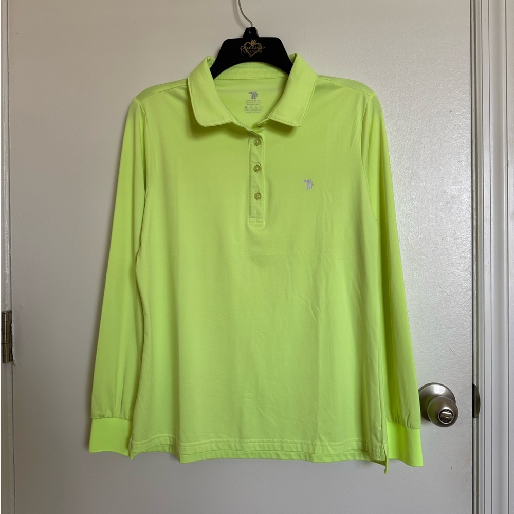 TBMPOY Lime Green Long Sleeve Women’s Polo Shirt, M🦋